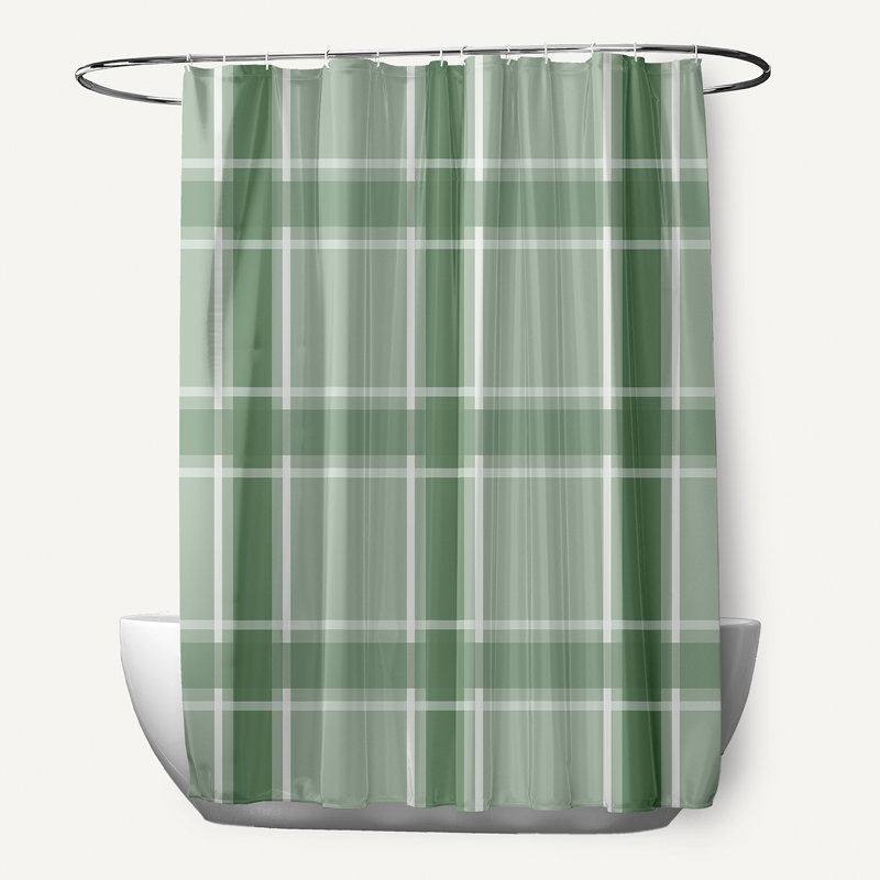 Rideau de douche simple à carreaux Bipasha, Vert