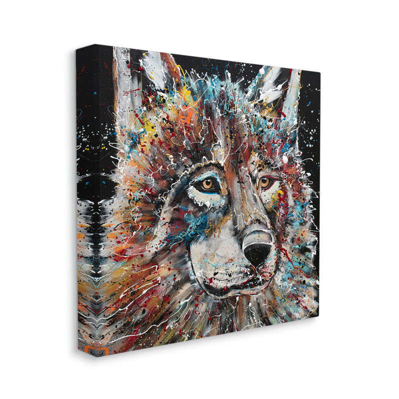 «Urban Wolf Graffiti Face Portrait» par N / A, peinture sur toile tendue, H 17 po x l 17 po x P 1,5 po
