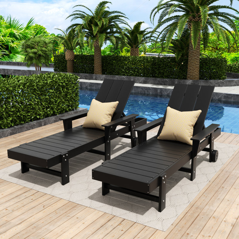Joubert Outdoor Chaise Lounge Set, Black