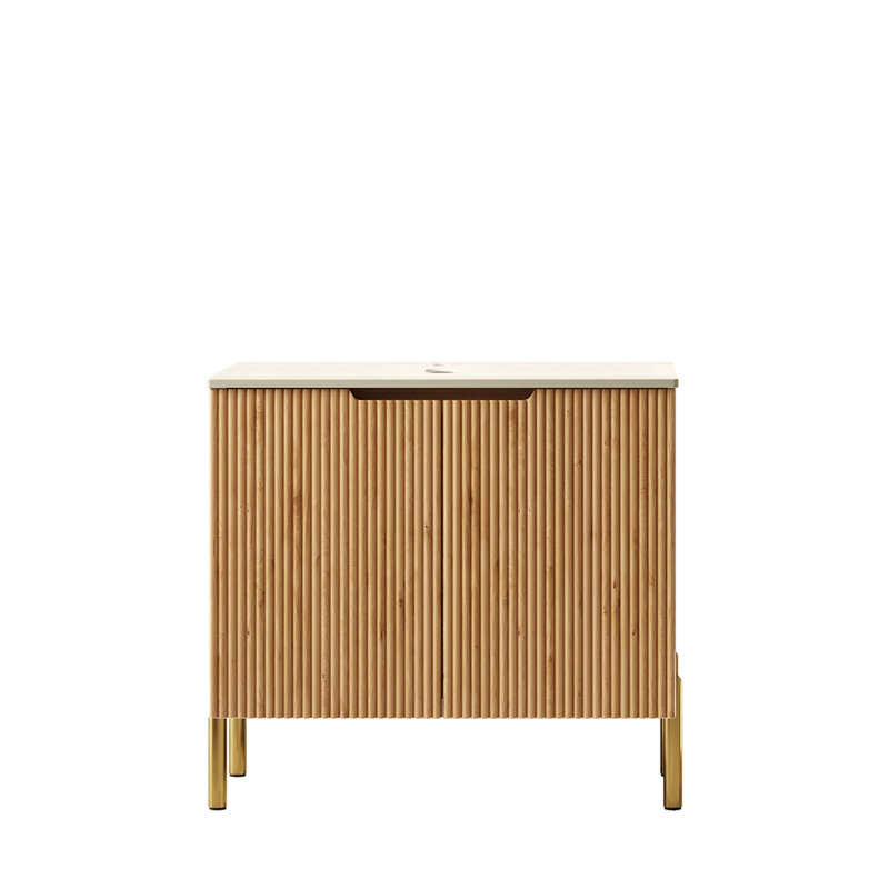 Armoire de comptoir en pierre frittée 30 po Turio autoportant à motif de travertin Roma, Beige
