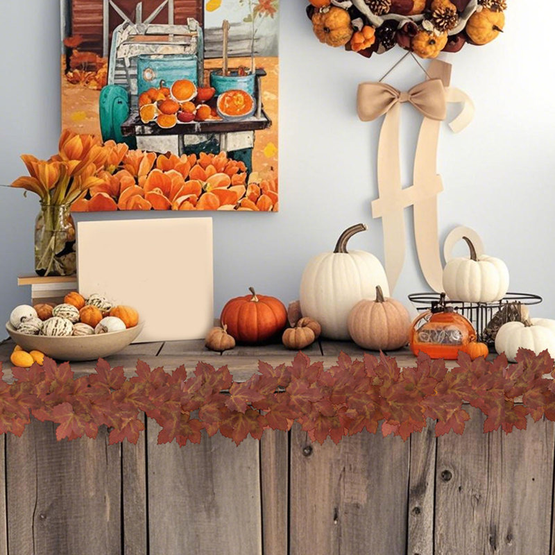 Halloween, décorations de l'Action de grâce, guirlande de feuilles artificielles, guirlande de feuilles d'érable et guirlandes de Noël