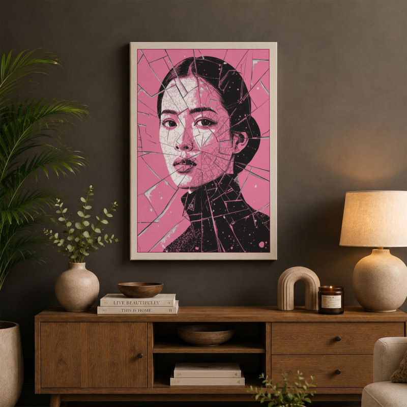 Pop Portrait Modern - Wrapped Canvas, 18x12 - 45.7 x 30.5 cm, Teal Border