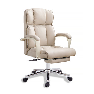 Fauteuil de bureau luxueux en similicuir doux avec repose-pieds extensible