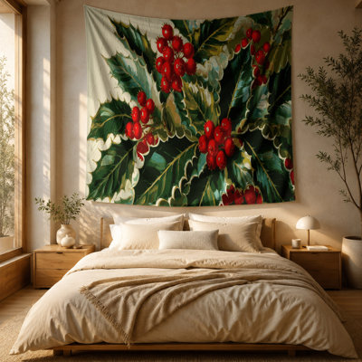 Tapisserie murale Christmas Holly and Berries