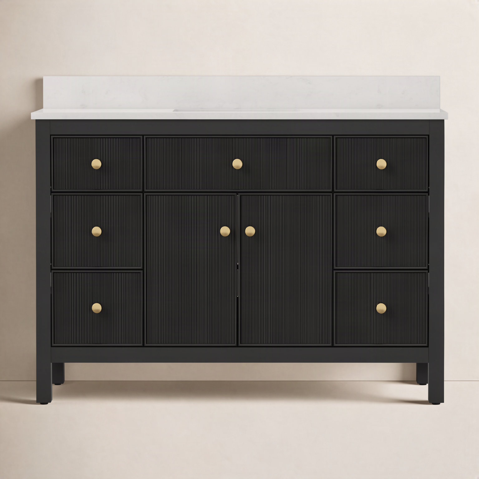 Dee 48" Single Bathroom Vanity, Black/Gold