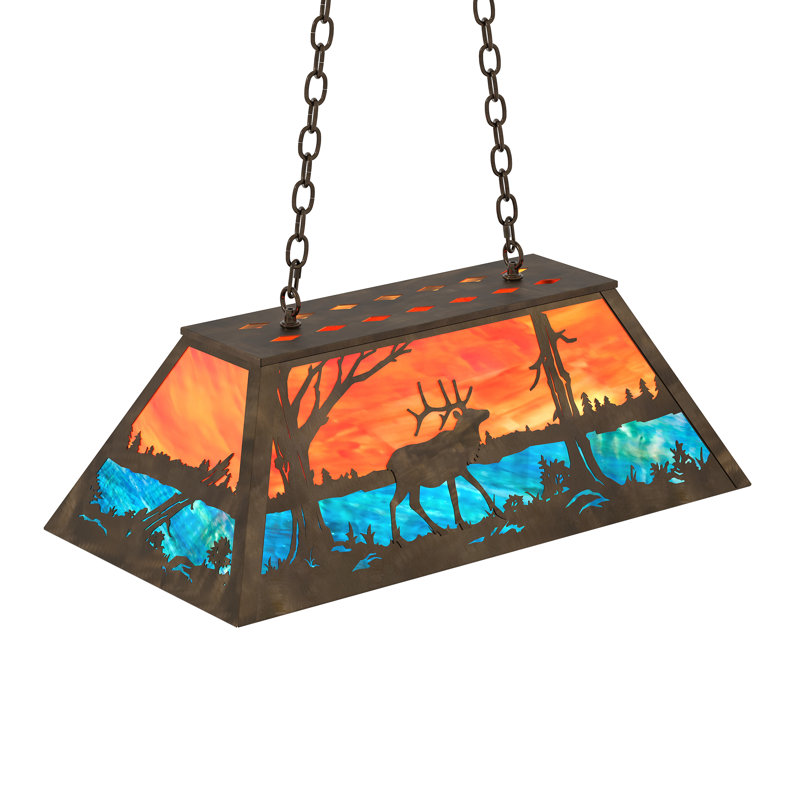 6 - Light Pendant, Orange/Blue, Antique Copper, Glass