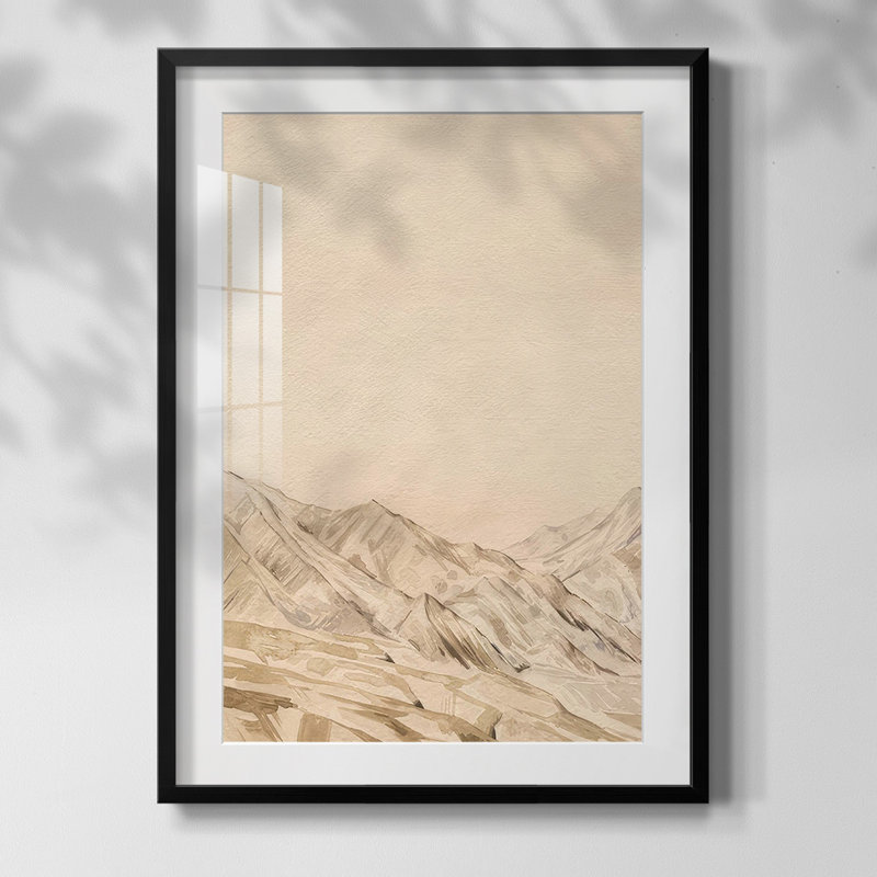 Twilight Peaks I, Papier avec cadre noir, Blanc