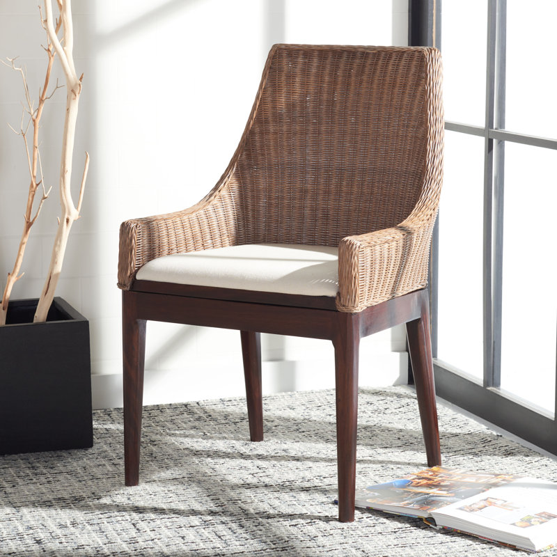 Fauteuil en coton de 24,25 po Livja, Brun / naturel / coton blanc