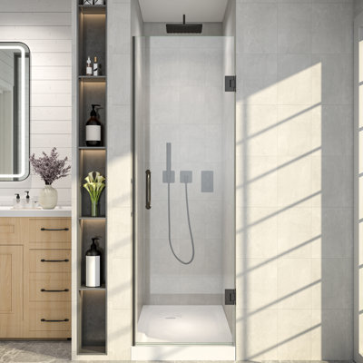 24-24 3/16" Wide X 72" High Pivot Frameless Shower Door With Clear Glass