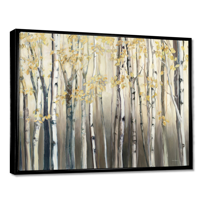 Forêt de bouleaux, art mural, impression de paysage de forêt dorée - Forêt de bouleaux dorés I, H 16 po x l 32 po