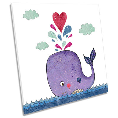 Z2388 Happy Whale Bathroom - Wrapped Canvas Print