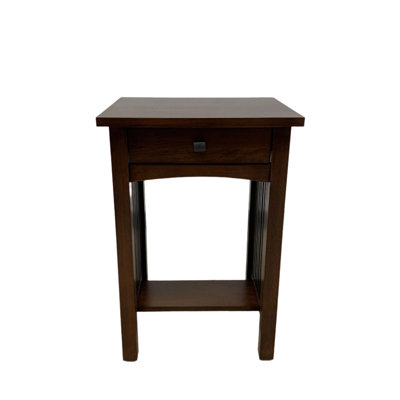 Mission 1 Drawer Spindle End Table - Walnut by Canora Grey