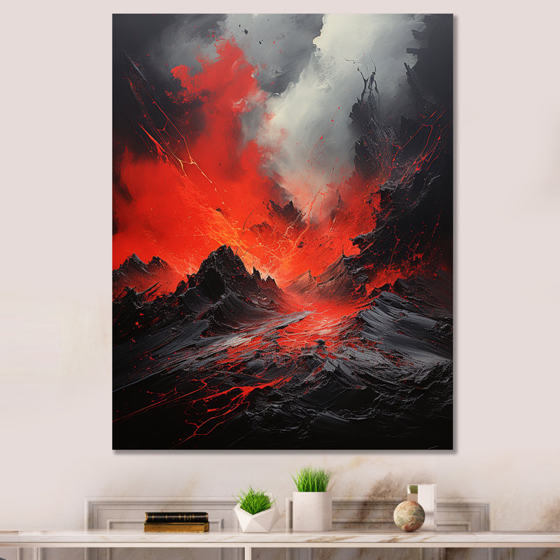" Volcano Volcanic Explosion II ", Wrapped Canvas, 32" H x 16" W