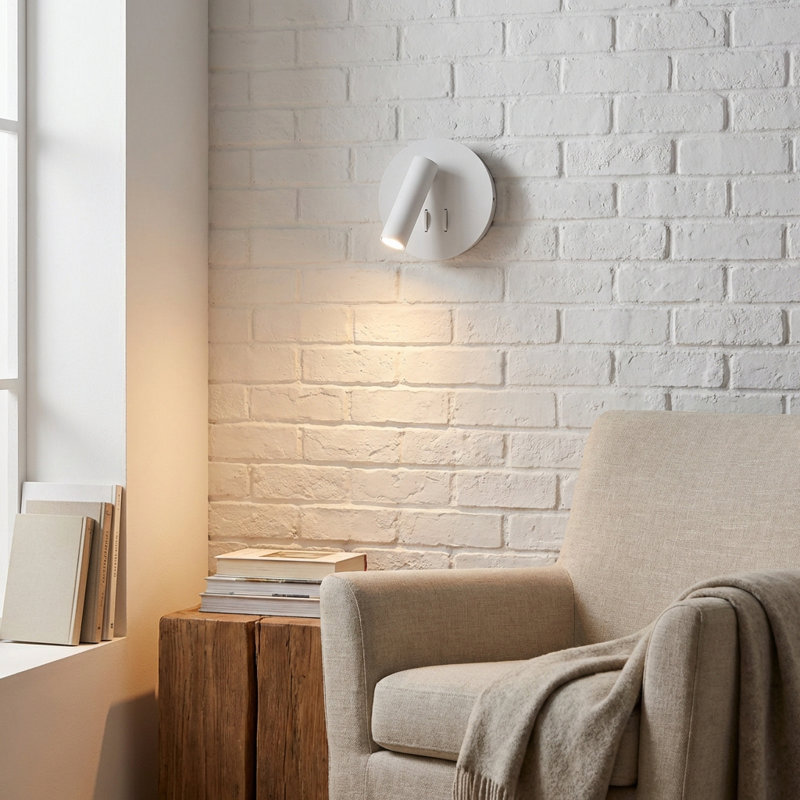 Pacitte Modern Adjustable Wall Light With Reading Light And Ambient Light - 3w + 6w-3000k For Bedrooms, White