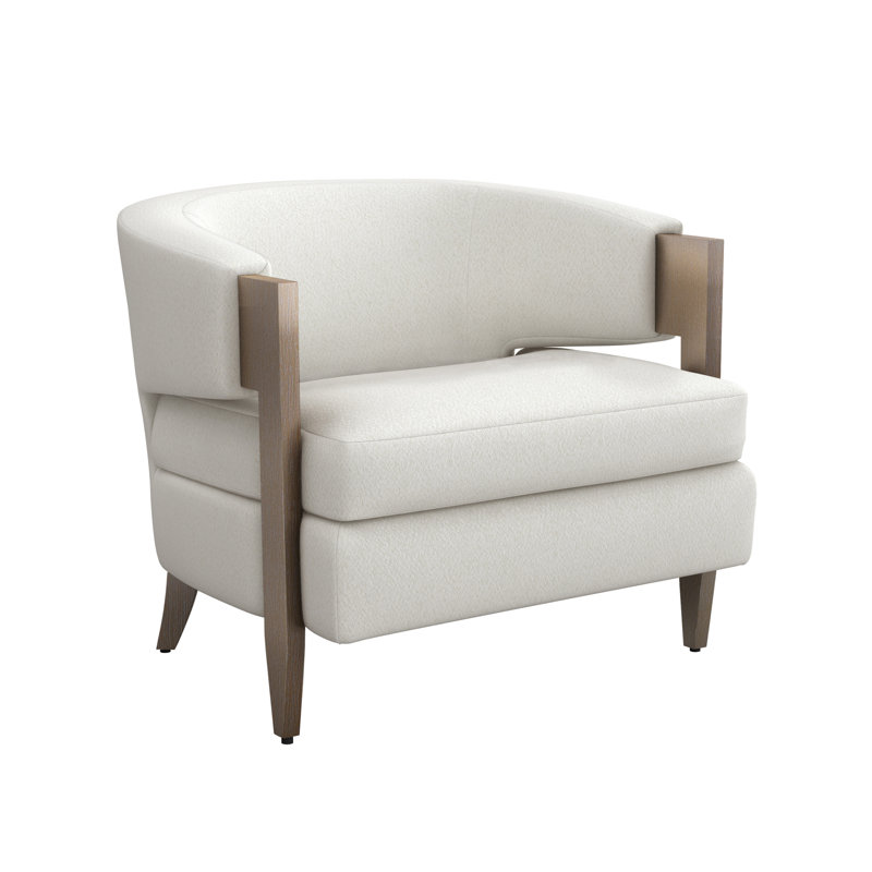 Fauteuil demi-tonneau Kelsey, Gris glacé, 100% polyester camée