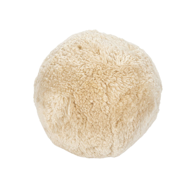 Cream Sheepskin Round Pillow with Polyester Insert