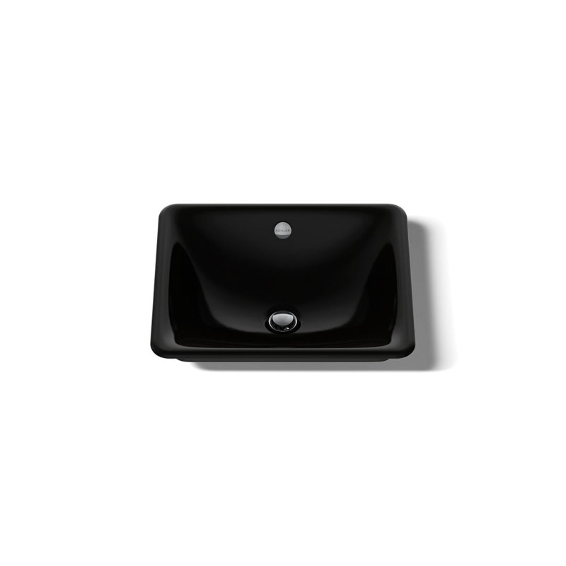 Iron Plains 6.3" Tall Metal Rectangular Bathroom Sink with Overflow, Black Black