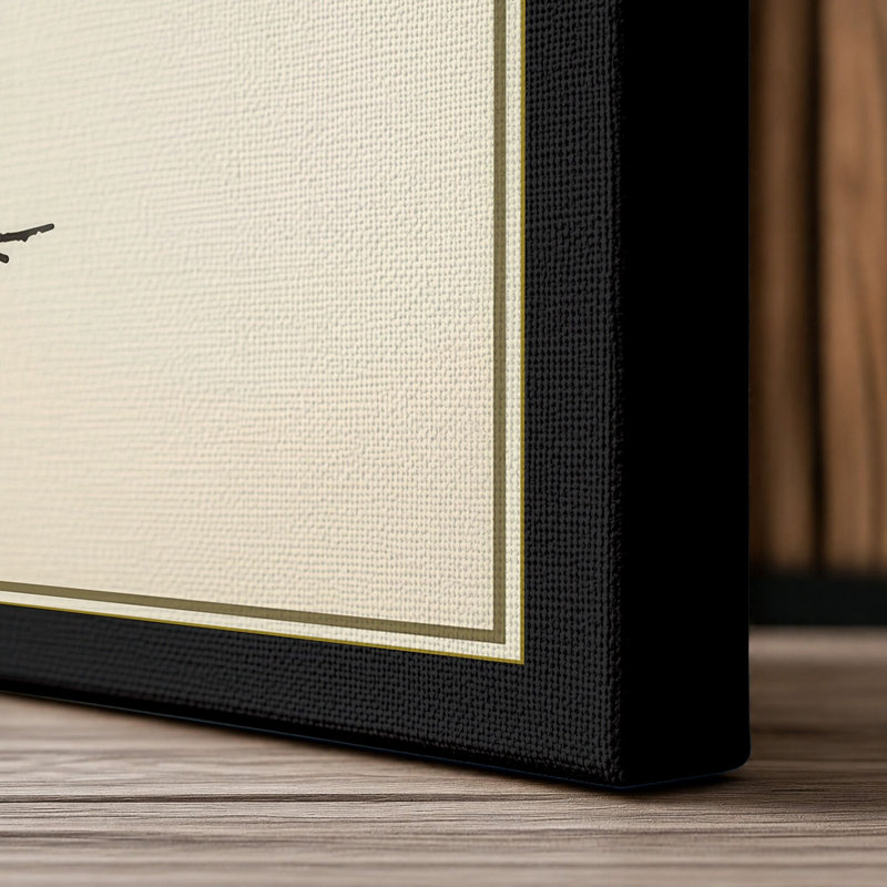 Blossoming Branch Japandi - Wrapped Canvas, 36x24 - 91.4 x 61.0 cm, Black Border
