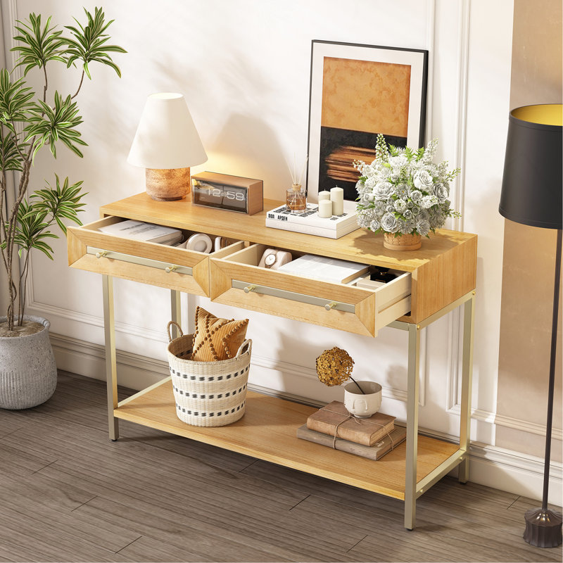 Zephira Console Table With 2 Drawers, Natural