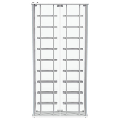 Braelyn Tempered Glass Wine Storage LED Curio Cabinet Chrome