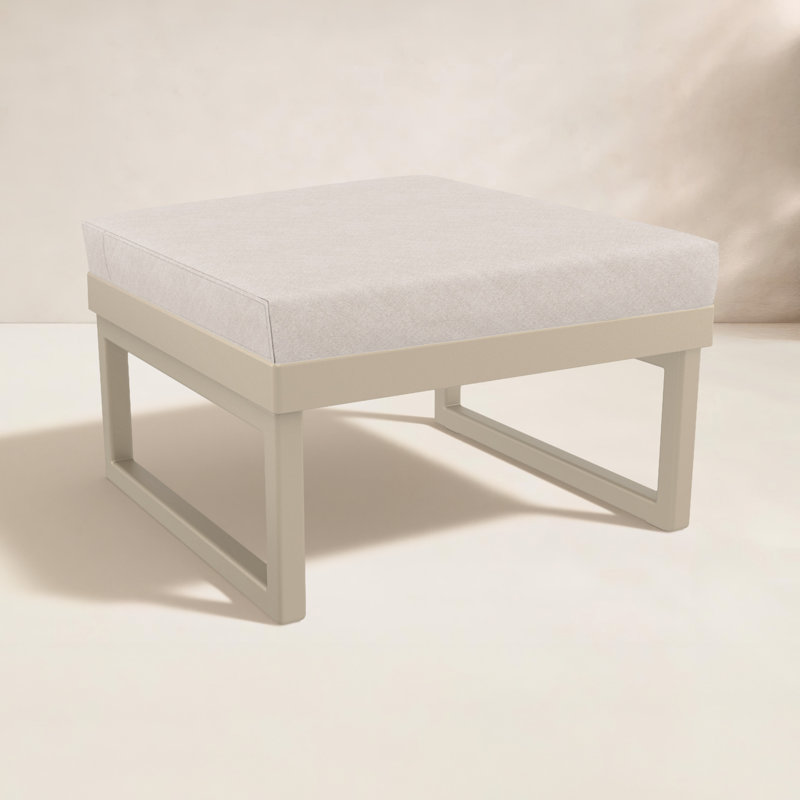 Repose-pieds d'extérieur avec coussin Lane, Taupe, Toile lin Sunbrella®