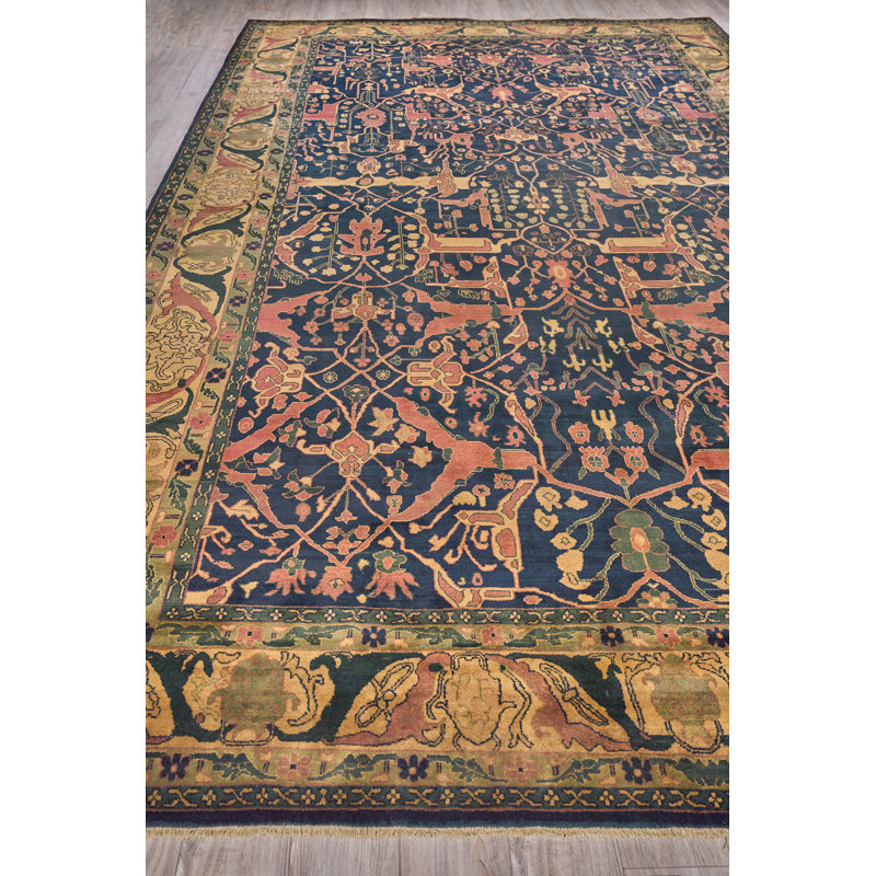 Hand-Knotted Blue Wool Rectangular Area Rug 11'6" x 18'