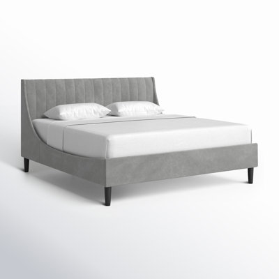 Helaina Velvet Upholstered Wingback Bed