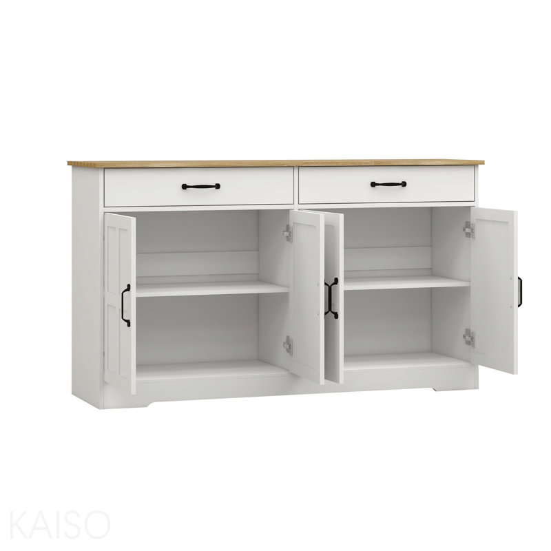 Buffet de rangement 55,91 "avec 2 tiroirs et 4 portes, H 32,09 po x l 55,91 po x P 15,75 po