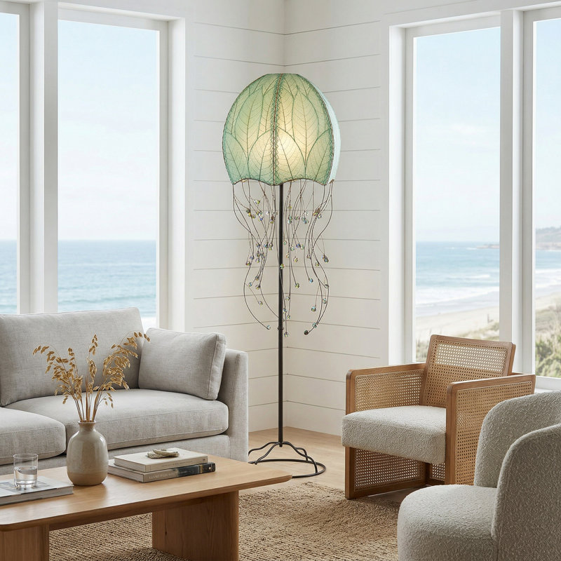 Lampe sur pied 64 po Dobbin Jellyfish, Bleu mer