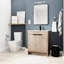 Meuble-lavabo autoportant de 30 pouces avec lavabo en céramique blanche. 2 portes. Moderne. Chêne uni. Contreplaqué. Tablette réglable. Poignées en métal autoportantes. Lavabo vasque-1688329183-1688329182