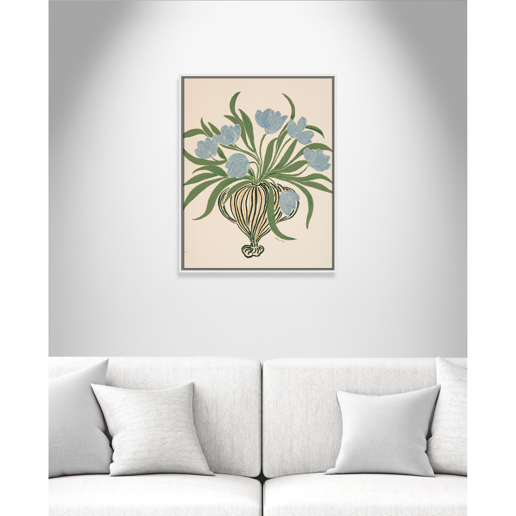 La Poire Blue Tulips Print by Camilla Bergqvist, 29.5" H x 23.5" W, White