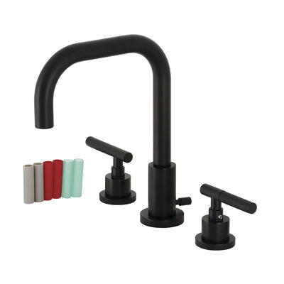Kingston Brass Kaiser Two-Handle 3-Hole Deck Mount Widespread Bathroom Faucet with Brass Pop-Up Drain
