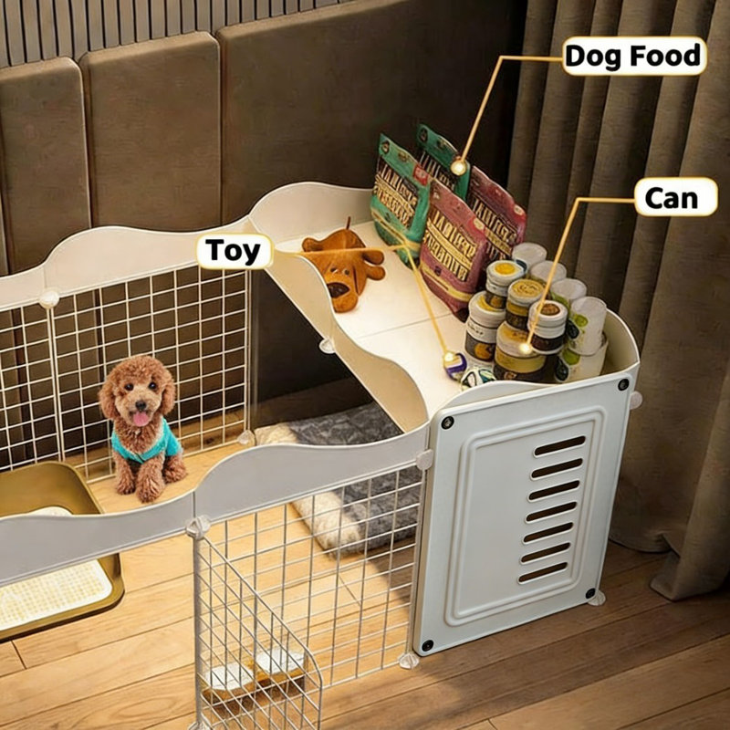 Multi Pet Playpen - Foldable DIY Metal Cat Cage Dog Cages, 22.44" H x 43.7" W x 29.53" D