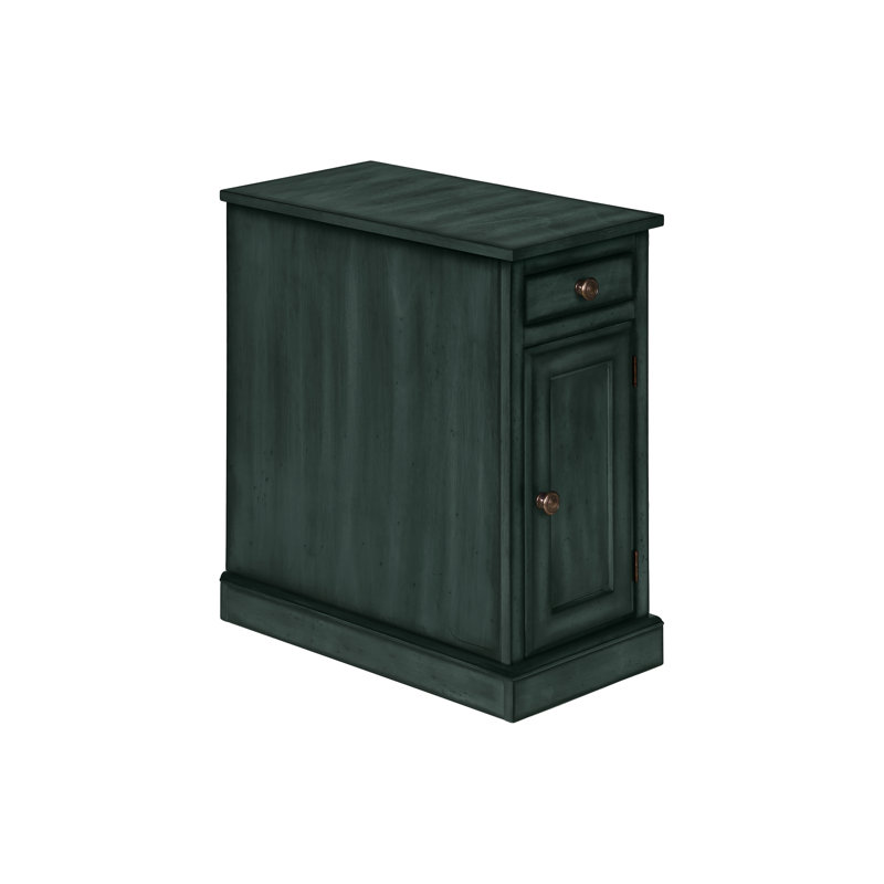 Traditional Narrow Accent End Table Nightstand With Storage Drawer, Antique Blue Veneer | Gift Idea
