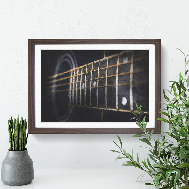 Strings of the Guitar - Picture Frame Graphic Art Print, 33cm H x 45cm W x 2cm D, Walnut Framed