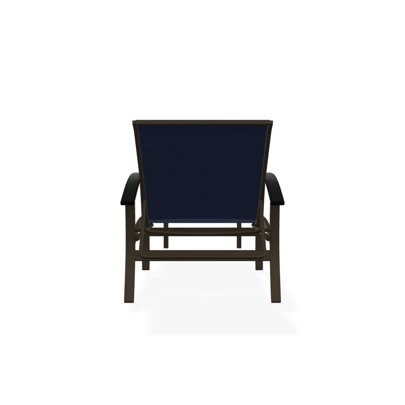 Askar Outdoor Rust-Resistant Metal Chaise Lounge, Textured Beachwood, Black P70, Navy 13D Sunbrella®
