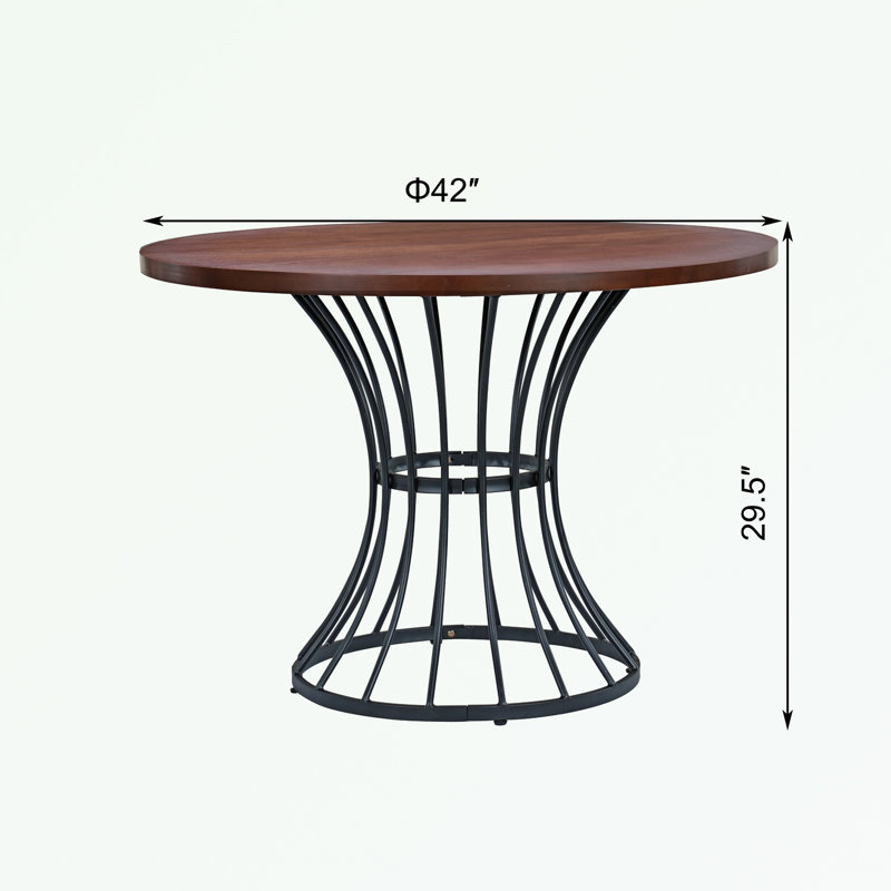 Ensemble de table ronde avec base en métal et 2 chaises rembourrées, Noyer, Noyer, Noir