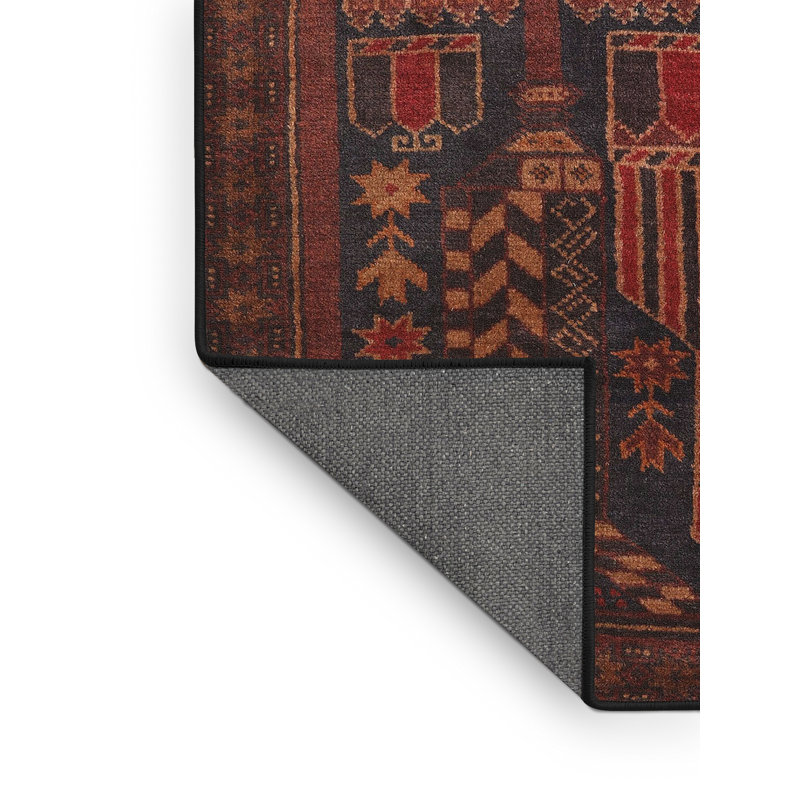 Tapis traditionnel rouge / brun, Rectangle 2 pi x 4 pi