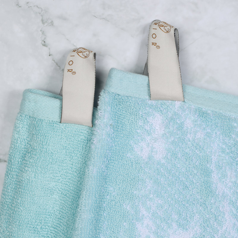 Ensemble de serviettes 6 pièces Kreager 500 g / m² 100% coton à séchage rapide, Cyan, Ensemble 6 serviettes de bain