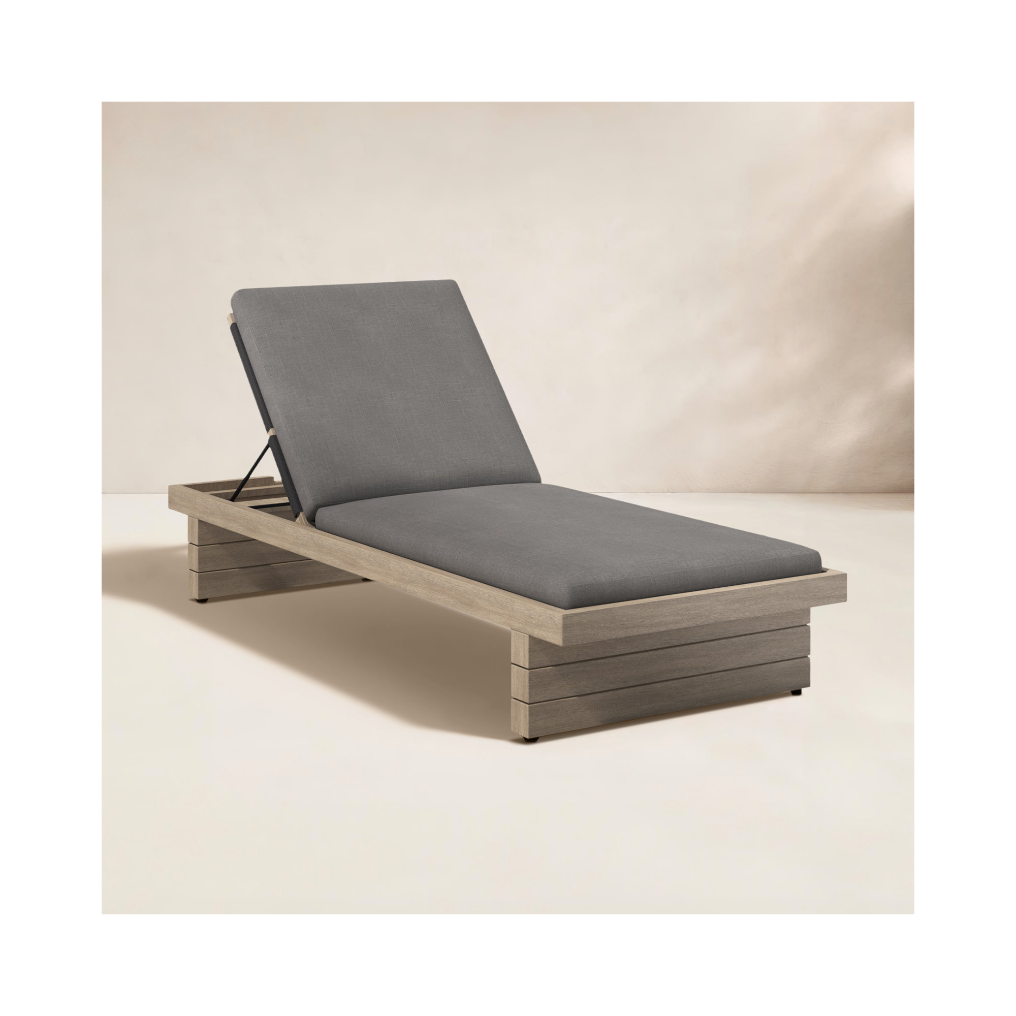 Davie 31.5'' Outdoor Teak Chaise Lounge, Charcoal, Brown