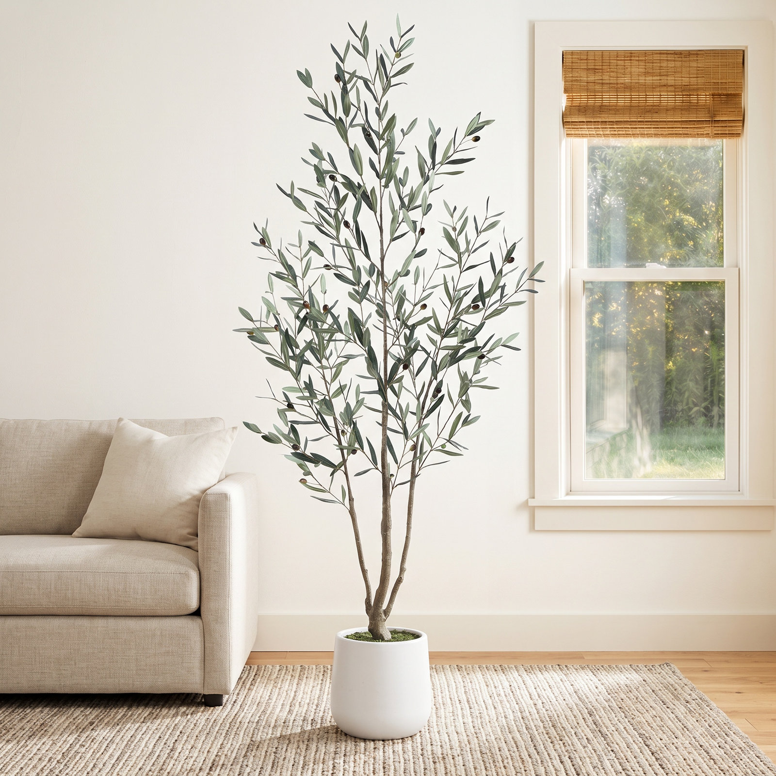Adcock 84" Olive Tree in Pot, 72" H x 24" W x 24" D