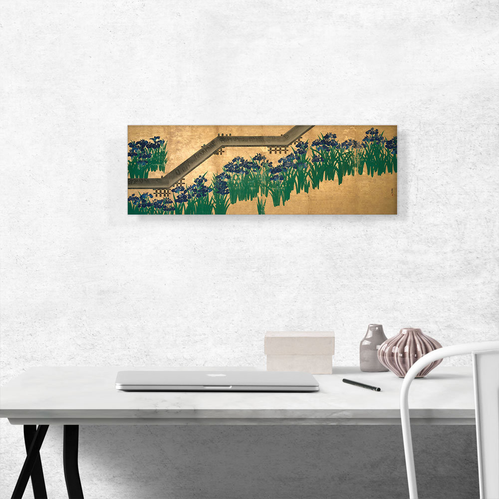 ARTCANVAS Irises At Yatsuhashi Right Panel On Canvas by Ogata Korin