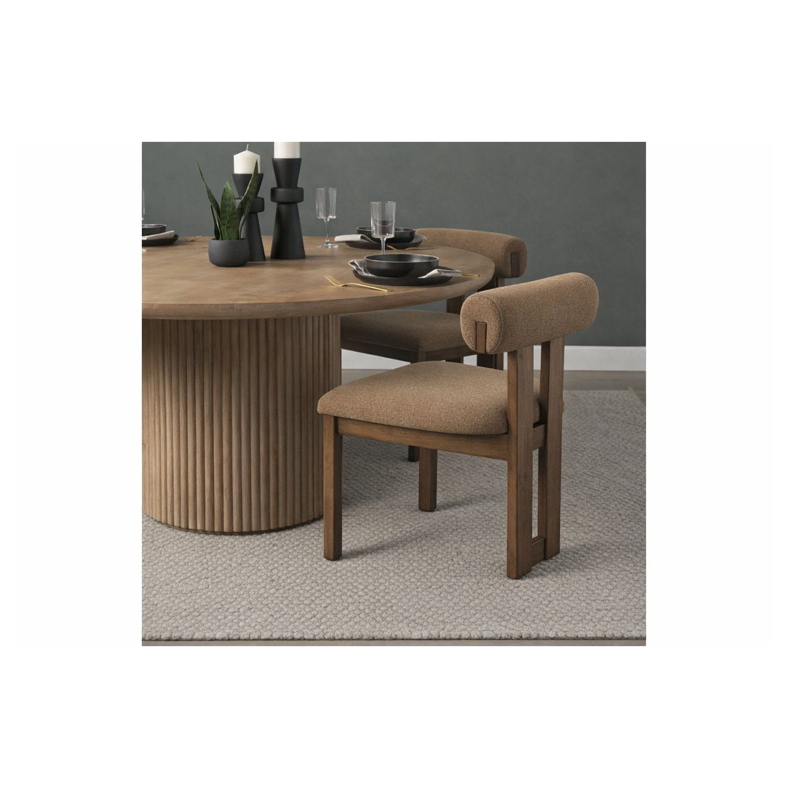 Tribeca Curve Open Back Chenille Dining Chair, Brown, Medium Brown