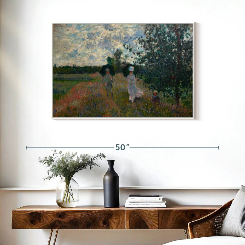 En promenade près d'Argenteuil, Cadre flottant blanc, 37 po x 25 po