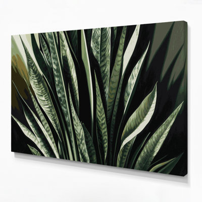 «Botanical Snake Plant», art mural sur toile verte