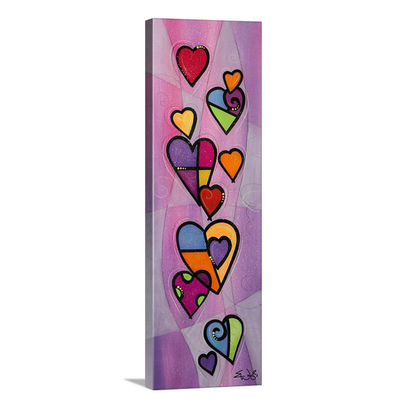 Malveaux, «Cascading Hearts on Purple» par Brittiney, impression, H 36 po x l 12 po x P 1,25 po, Toile