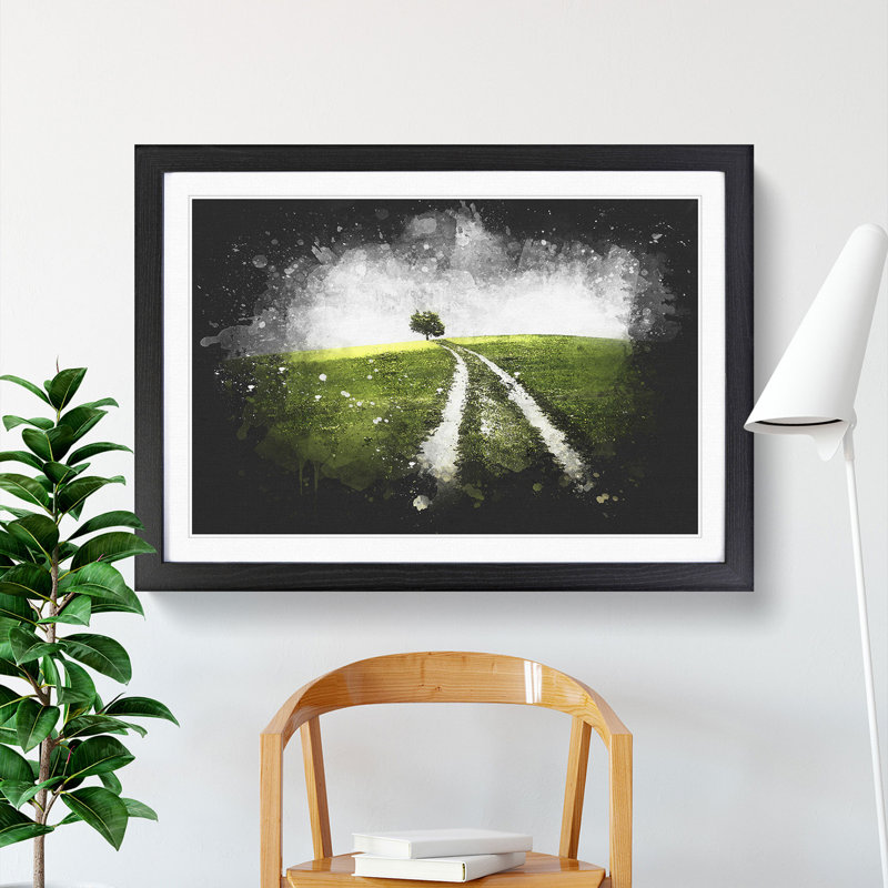 Path to a Lone Tree - Picture Frame Graphic Art Print, 45cm H x 63cm W x 2cm D, Black Framed