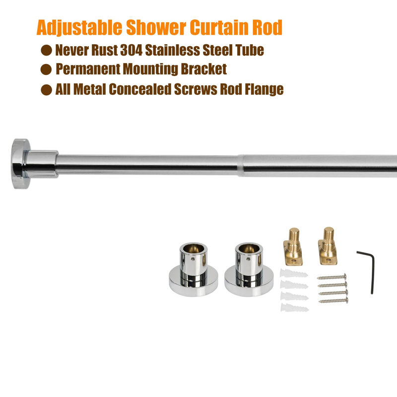 Adjustable Chrome Stainless Steel Wall Mounted Shower Rod