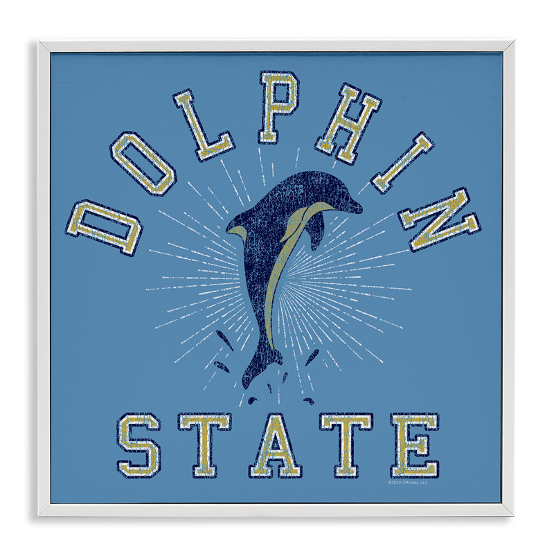 Giclée rétro par Dolphin State par Spirit Animals / Life Is High, Estampe numérique encadrée blanc bord de mer