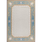 Hand-Knotted High-Quality Beige and Teal Area Rug